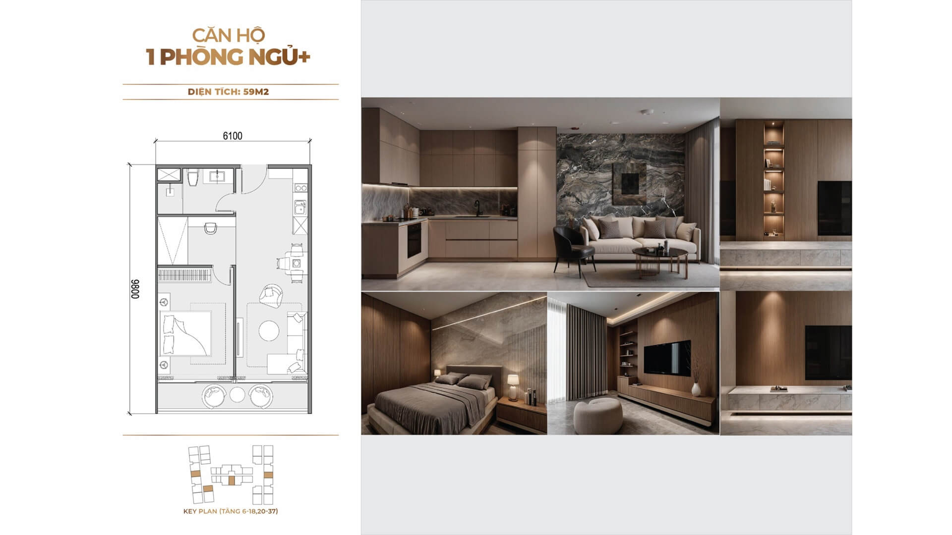 thiết kế căn hộ 1 phòng ngủ+ dự án sunshine Continental Hà Nội