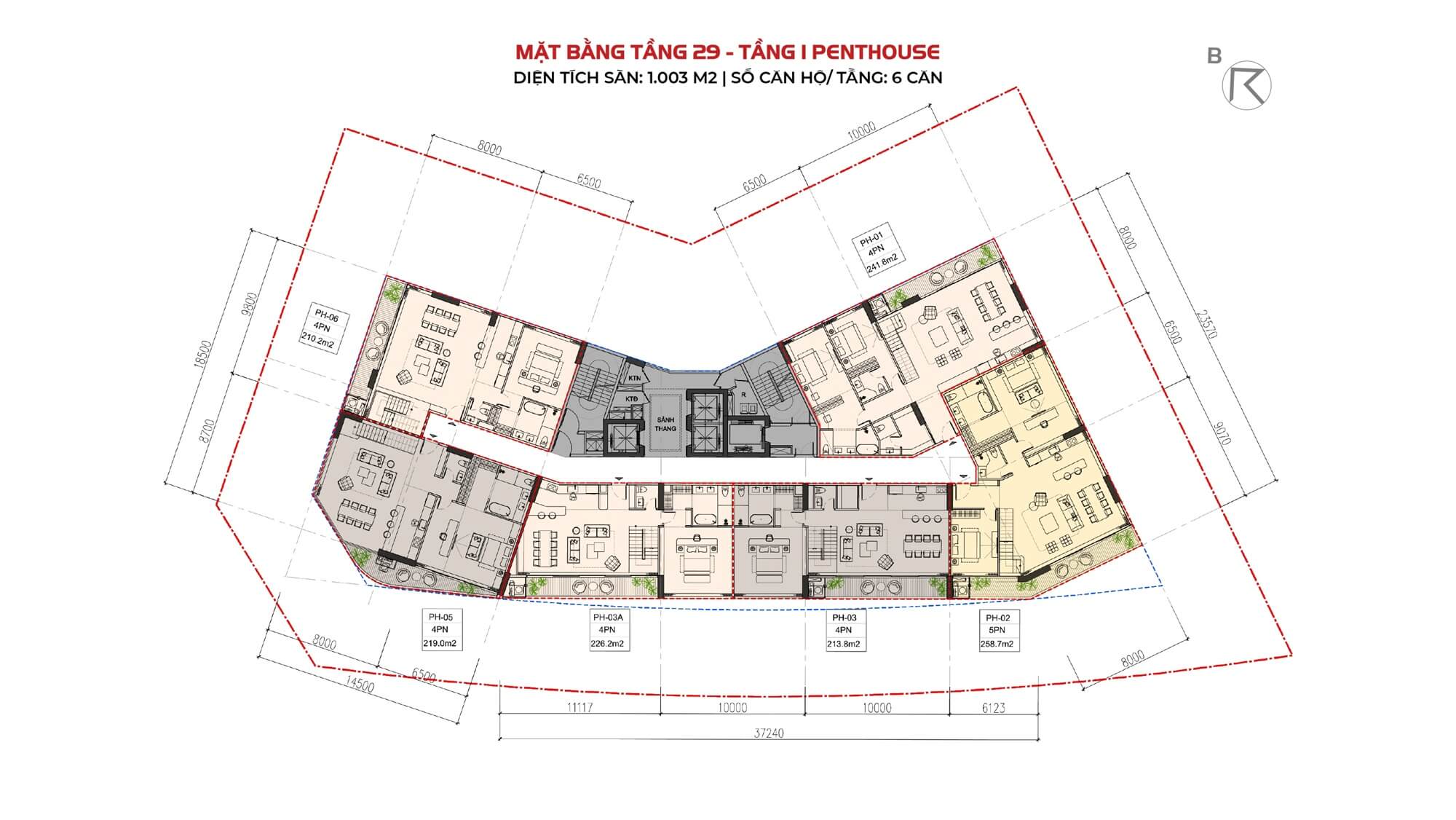 mặt bằng dự án sunshine continental trần bình